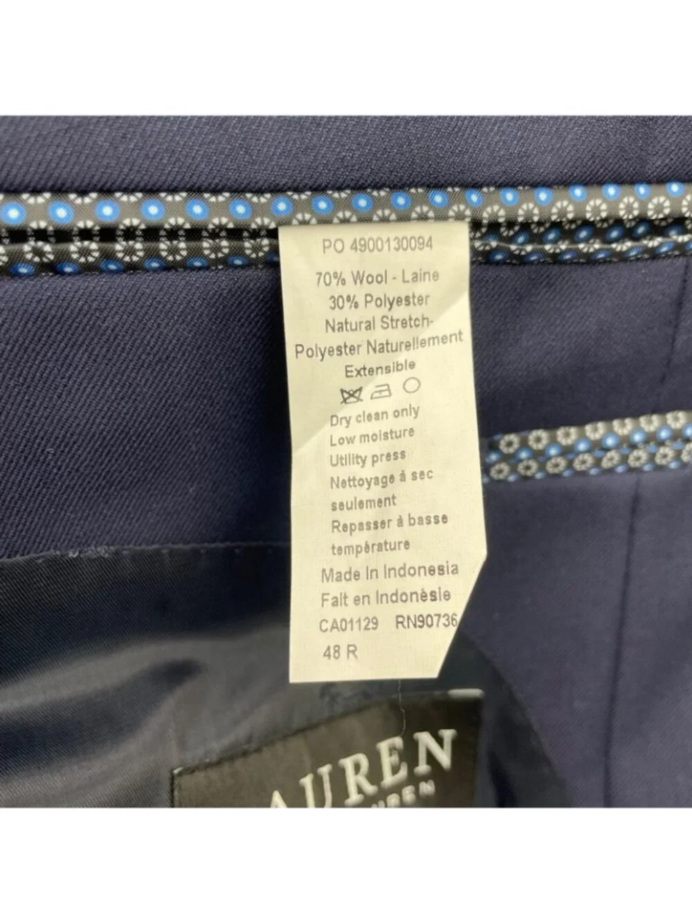 Ralph Lauren LRL Men's Wool Blend 2-Button Blazer Navy Blue • 48R
